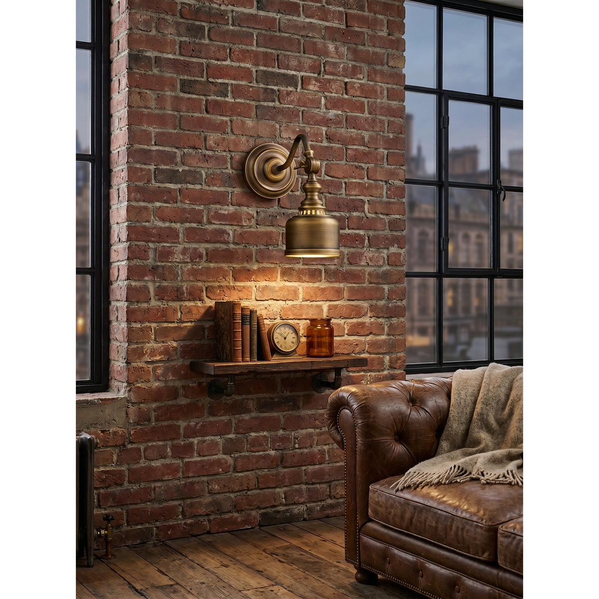 Wandlamp Zwanenhals Messing Leeslamp Verstelbaar met Vintage Patina voor Slaapkamer Nachtlamp Bedlamp Wand | Sulvida