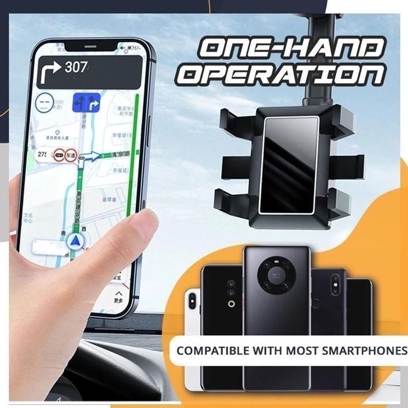 Universele telefoonhouder voor achteruitkijkspiegel auto 360 graden draaibaar zwart handsfree navigatie | Sulvida