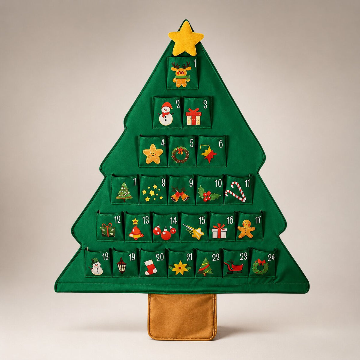 Adventskalender om zelf te vullen 24 vakjes kerstboom groen met ster herbruikbaar kerst decoratie cadeau | Sulvida