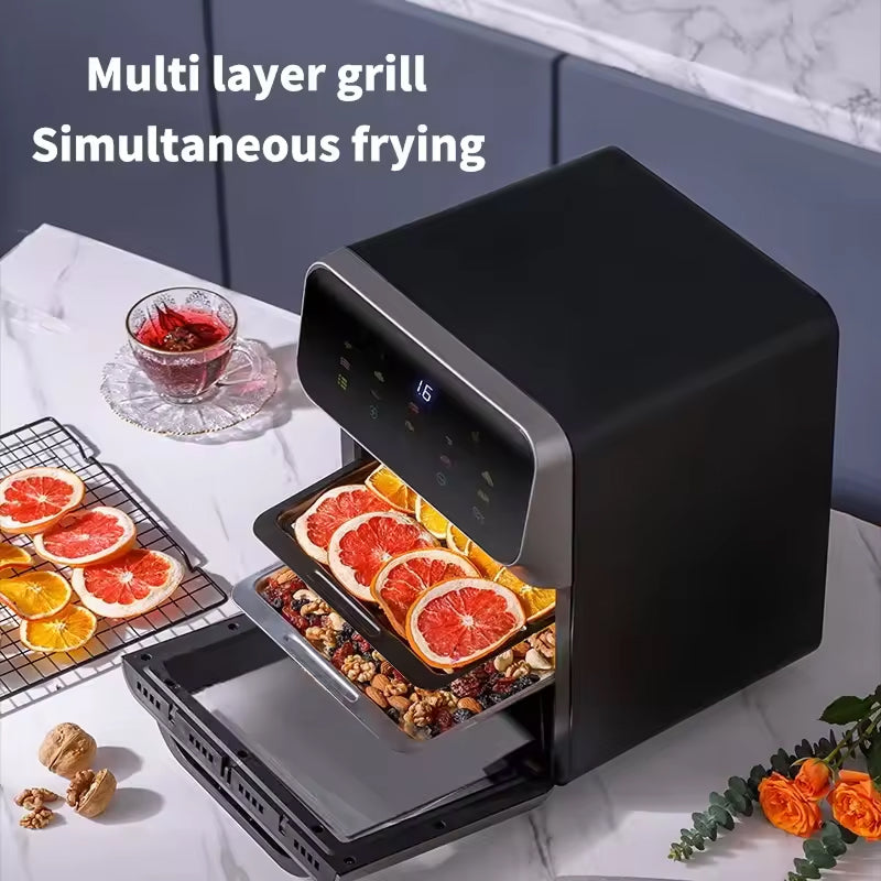 Friteuse à air chaud 10L avec 18 menus et circulation d’air à 360° — Cuisine saine sans huile pour toute la famille | Sulvida