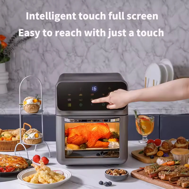 Friteuse à air chaud 10L avec 18 menus et circulation d’air à 360° — Cuisine saine sans huile pour toute la famille | Sulvida