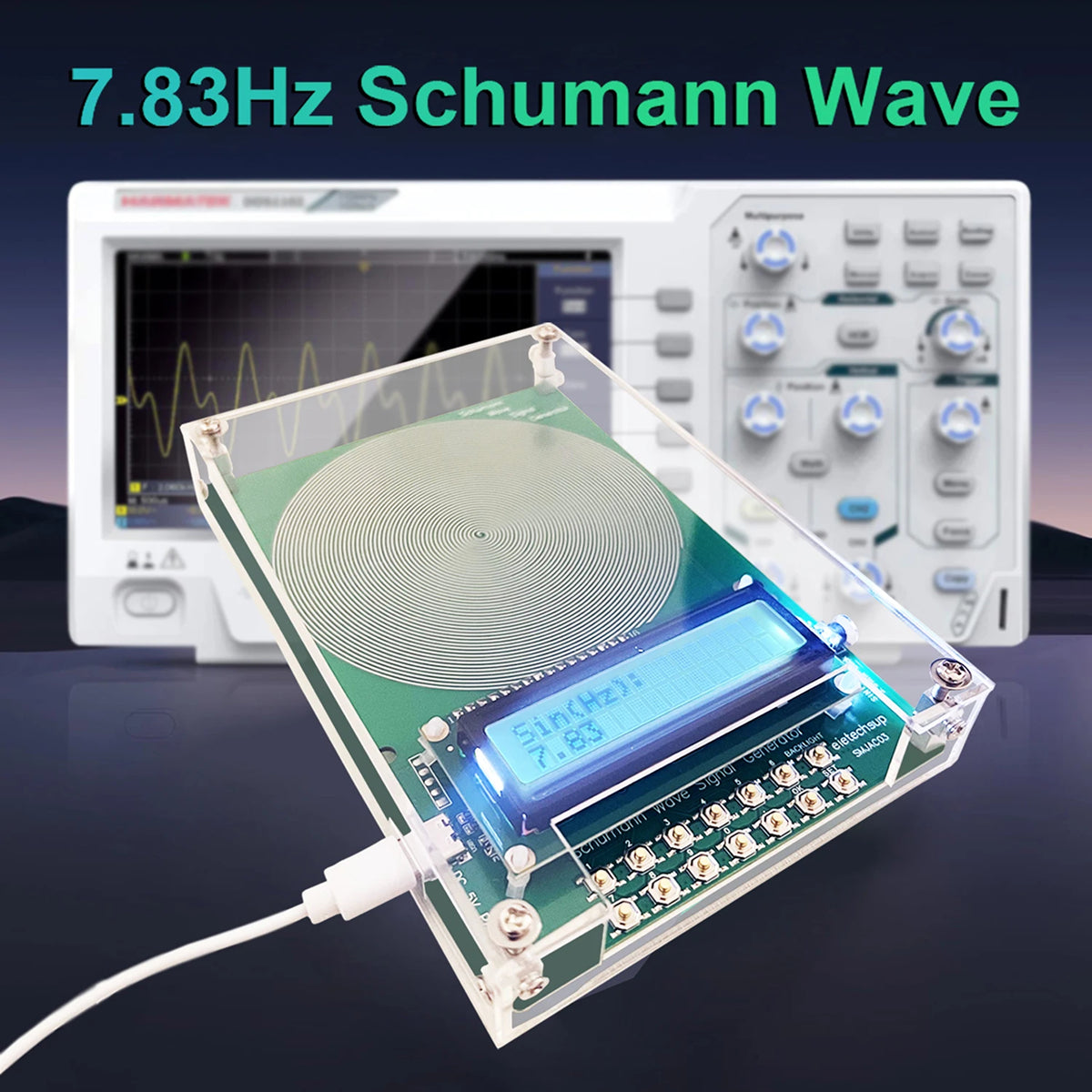 Générateur de résonance de Schumann 0,01-100.000Hz, générateur de signaux avec écran LCD, fréquence d’oscillateur à cristal | Sulvida