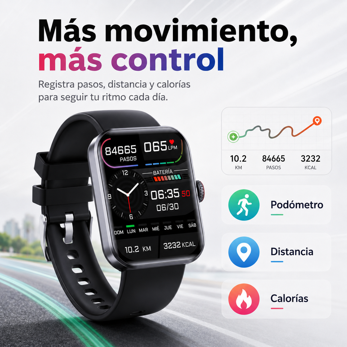 Smartwatch Gezondheid Hartslagmeter Bloeddrukmeter Stappenteller Sporthorloge 50 Modi Touchscreen Fitness | Sulvida