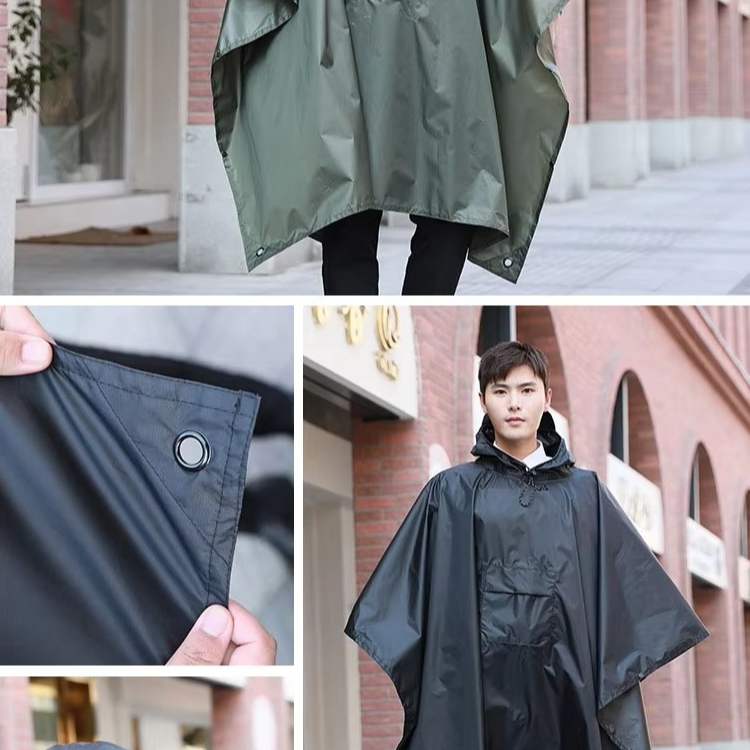 Waterafstotende Poncho Zwart Oranje Legergroen Unisex Compact Opvouwbaar Outdoor Wandelponcho Regenbescherming | Sulvida
