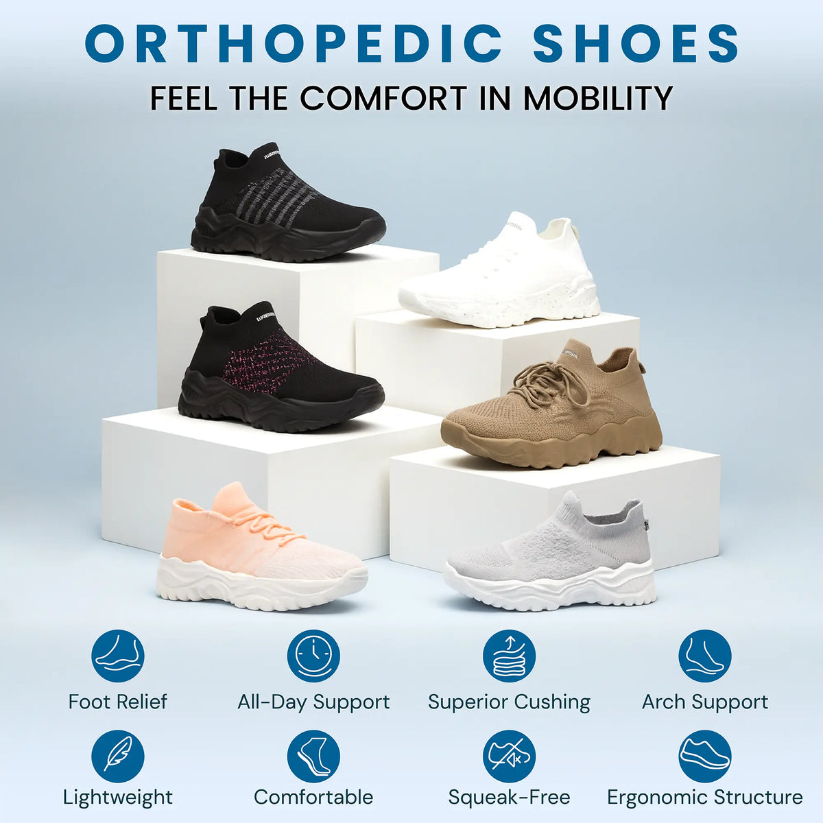 Ergonomische Instapschoenen Wit Unisex – Loopcomfort Orthopedisch Schuim Dagelijks Draaggemak Antislip Zool | Sulvida