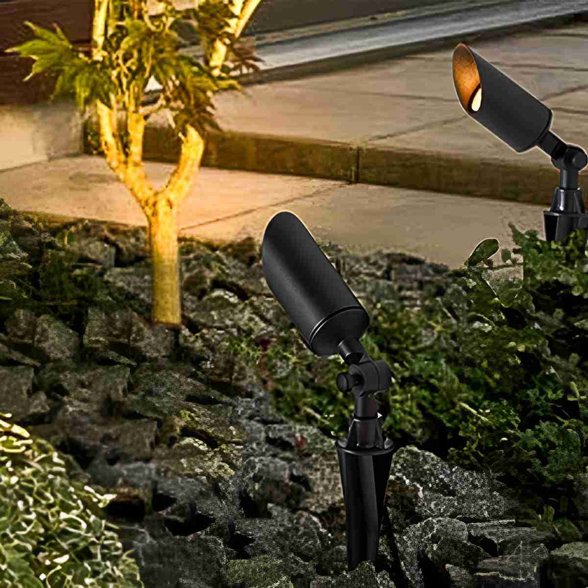 LED Grondspot Aluminium Zwart IP65 Waterdicht Tuinverlichting Warm Wit Hardwired Solar Gazonlamp Buitenverlichting | Sulvida