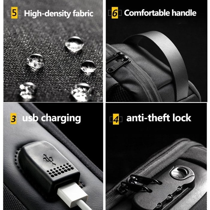 Sac bandoulière antivol avec fermetures éclair dissimulées, cadenas à combinaison et bandoulière réglable pour un usage quotidien et les voyages | Sulvida