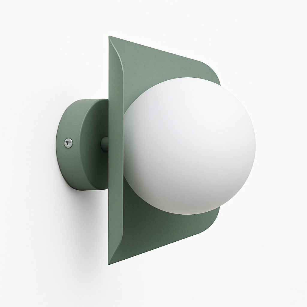 Wandlamp met glazen bol mat ijzer modern minimalistisch design verlichting woonkamer slaapkamer grijs groen roze geel | Sulvida