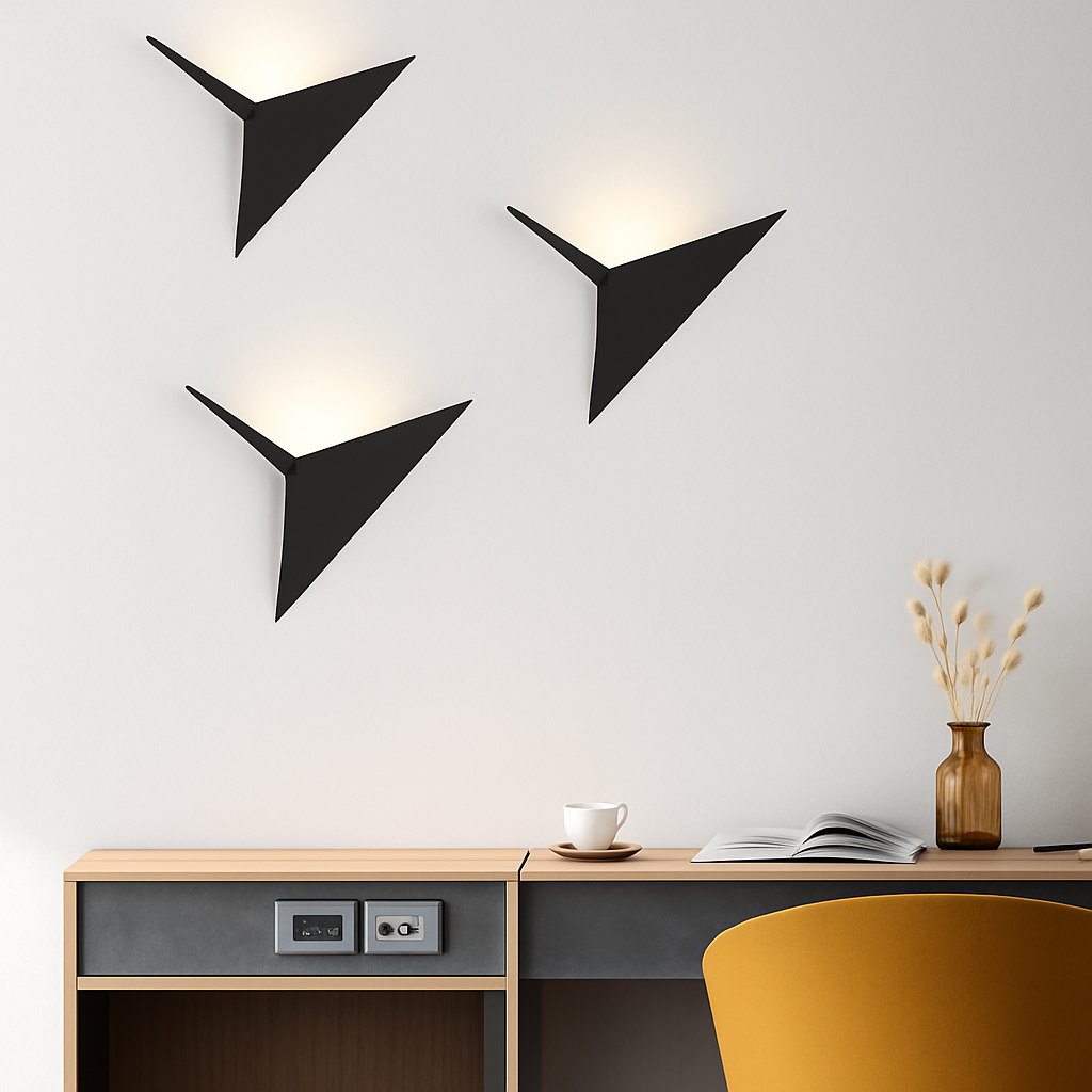 Driehoekige Wandlamp LED Metaal Modern Loft Zwart Wit Goud Sfeervol Design voor Woonkamer Slaapkamer | Sulvida