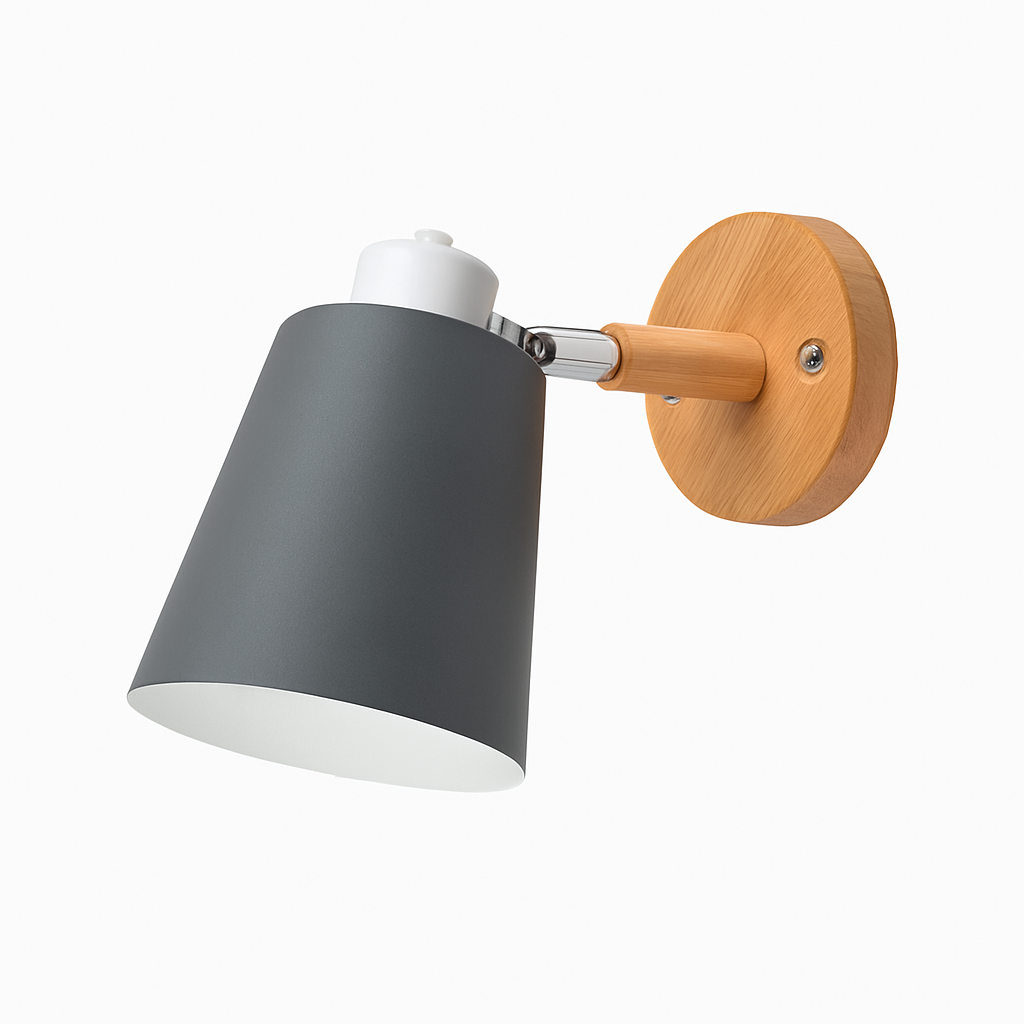 LED Wandlamp Verstelbaar met Houten Voet & Metalen Kap – Modern Stijlvol Sfeerlicht voor Iedere Kamer | Sulvida