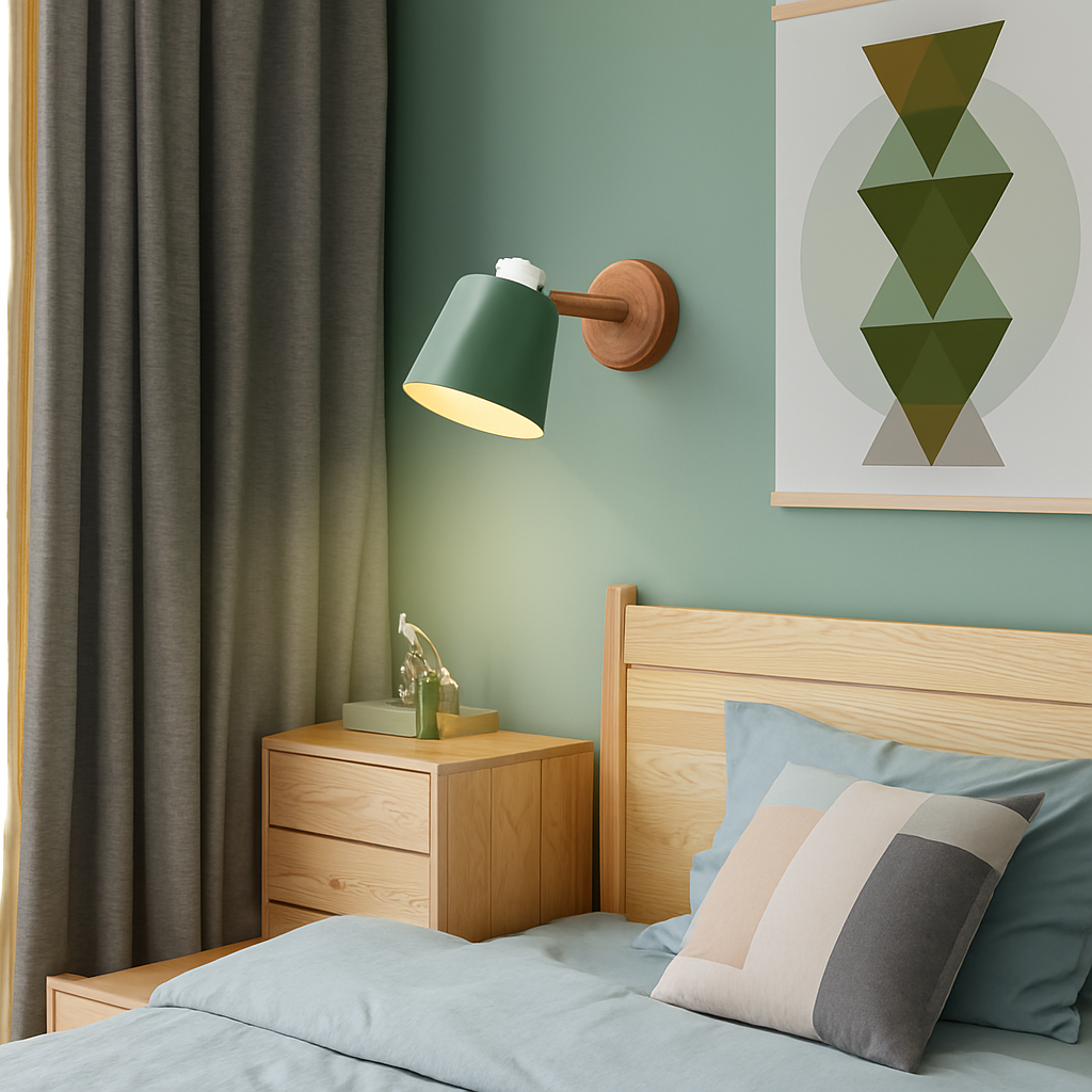 LED Wandlamp Verstelbaar met Houten Voet & Metalen Kap – Modern Stijlvol Sfeerlicht voor Iedere Kamer | Sulvida