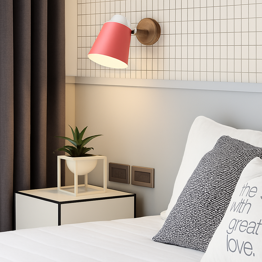 LED Wandlamp Verstelbaar met Houten Voet & Metalen Kap – Modern Stijlvol Sfeerlicht voor Iedere Kamer | Sulvida