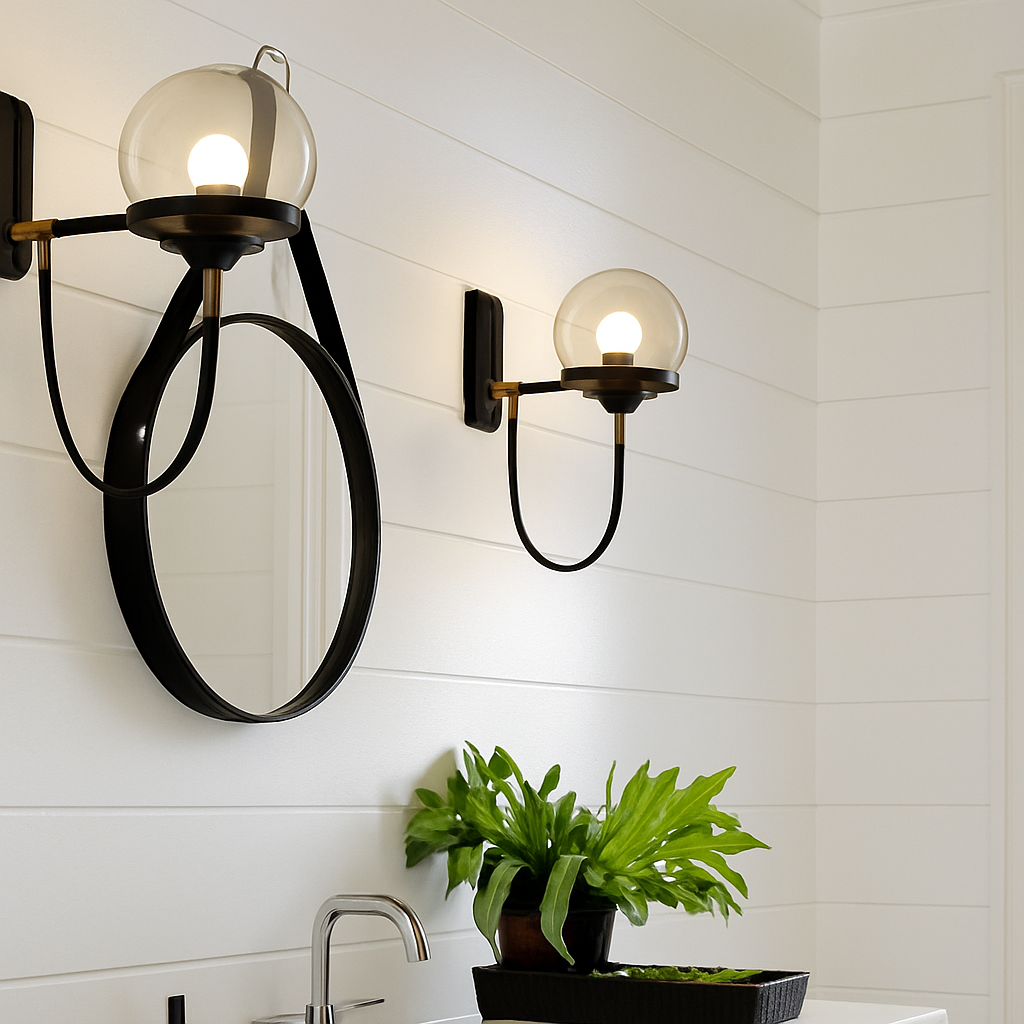 Wandlamp LED Glas en Metaal Zwart Goud Moderne Bolverlichting Hal Slaapkamer Woonkamer Design Wandverlichting | Sulvida