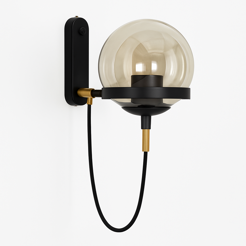 Wandlamp LED Glas en Metaal Zwart Goud Moderne Bolverlichting Hal Slaapkamer Woonkamer Design Wandverlichting | Sulvida