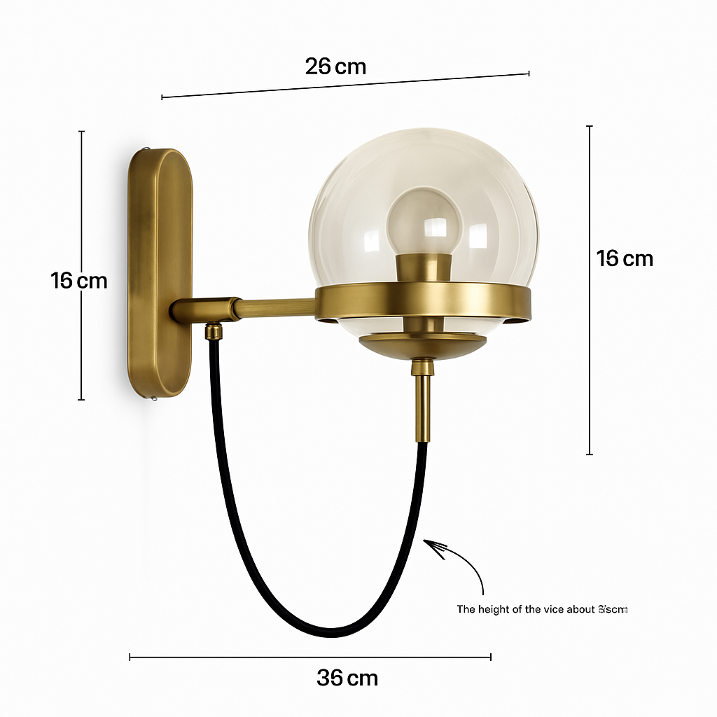Wandlamp LED Glas en Metaal Zwart Goud Moderne Bolverlichting Hal Slaapkamer Woonkamer Design Wandverlichting | Sulvida