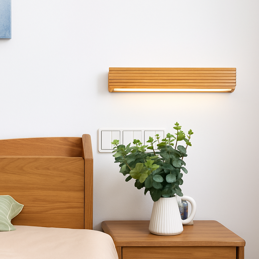Rechthoekige LED Wandlamp Hout Sculpturale Wandverlichting Modern Design Interieur Woonkamer Slaapkamer | Sulvida