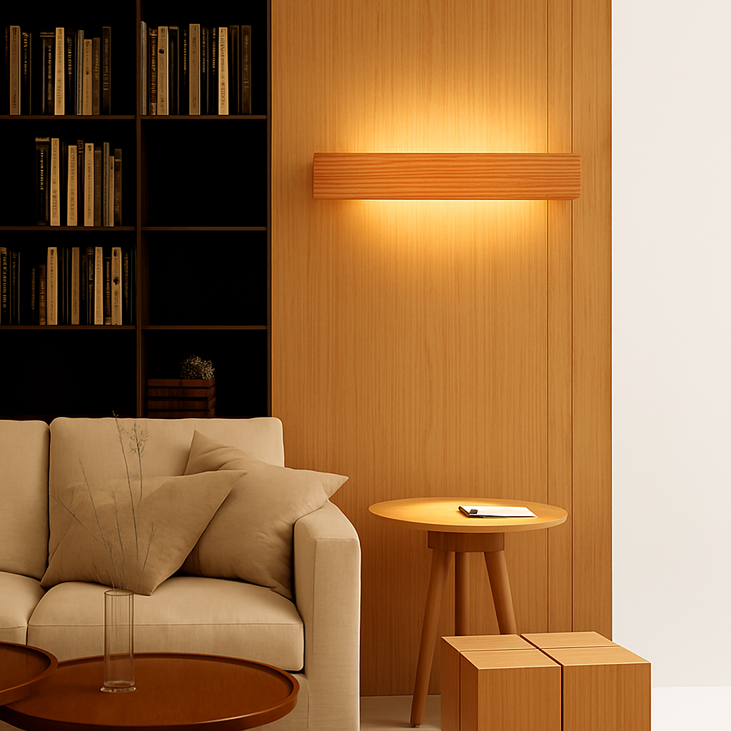 Rechthoekige LED Wandlamp Hout Sculpturale Wandverlichting Modern Design Interieur Woonkamer Slaapkamer | Sulvida