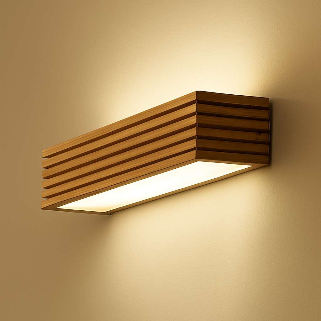 Rechthoekige LED Wandlamp Hout Sculpturale Wandverlichting Modern Design Interieur Woonkamer Slaapkamer | Sulvida