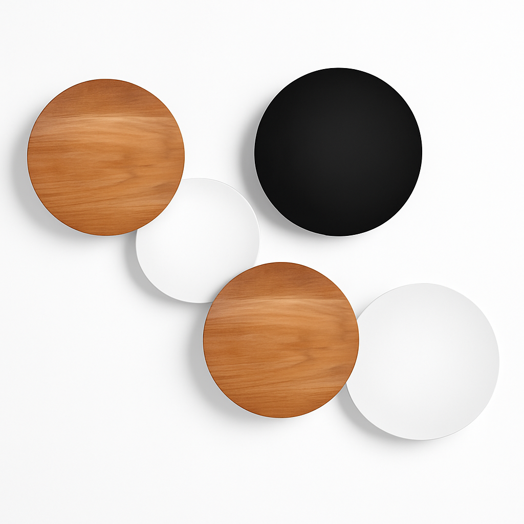 Wandlamp Eclipse Rond LED Lichtcirkel Zwart Wit Grijs Hout Minimalistisch Design Sfeerverlichting Woonkamer Slaapkamer | Sulvida