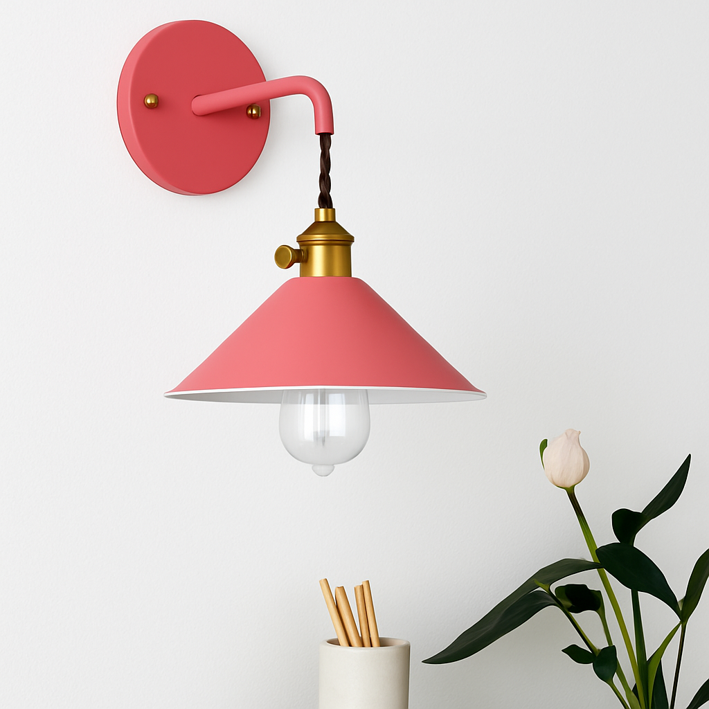 Vintage wandlamp met ijzeren kap gecoat gekleurd meerkleurig retro sfeerlicht industriële wandverlichting | Sulvida