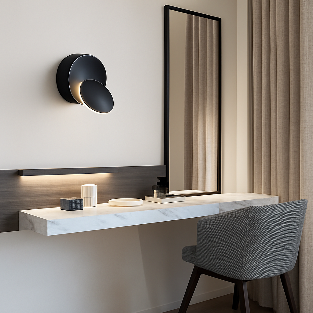 Moderne Wandlamp Rond Verstelbaar met LED Zwart Wit Metaal Aluminium Directe Verlichting Design Interieur | Sulvida