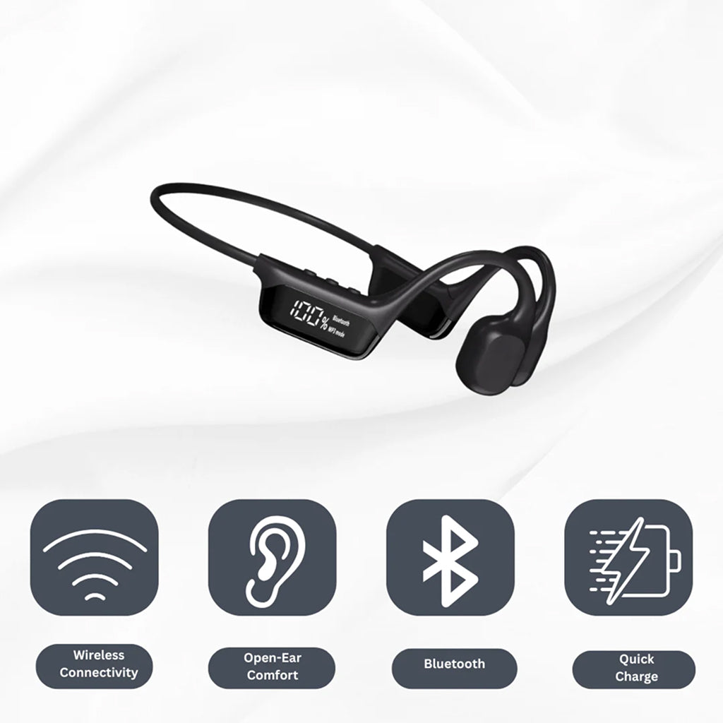 Écouteurs à conduction osseuse Bluetooth 5.1 en titane, ouverts, pour le sport, étanches à la sueur, sans fil et mains libres | Sulvida