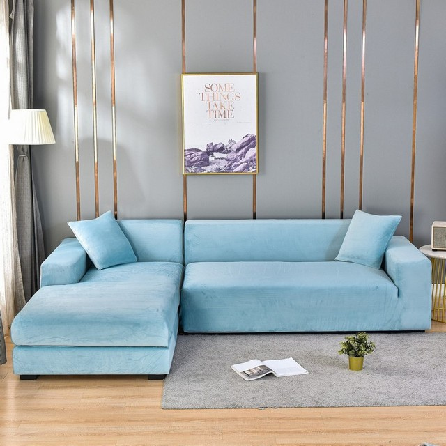 Elastische Bankhoes Fluweel Volledige Bescherming 1-4 Zits Wasbaar Vlekbestendig Huisdieren Stretch Sofa Cover | Sulvida