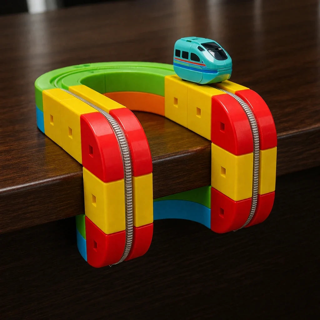 Modulair 3D Treinbaanset met Elektrische Trein Verticale Loops Bouwspeelgoed Kinderen STEM Educatief | Sulvida