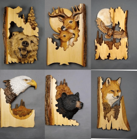 Handgesneden Houten Wanddecoratie Dieren 25×17cm Ambachtelijk Relief Kunst Natuurlijk Hout Muurdecoratie | Sulvida