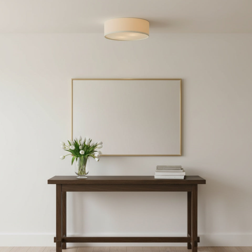 Plafondlamp Linnen Trommel Natuurlijk Textiel Warm Dimbaar Licht Stijlvol Design Slaapkamer Woonkamer Eetkamer | Sulvida