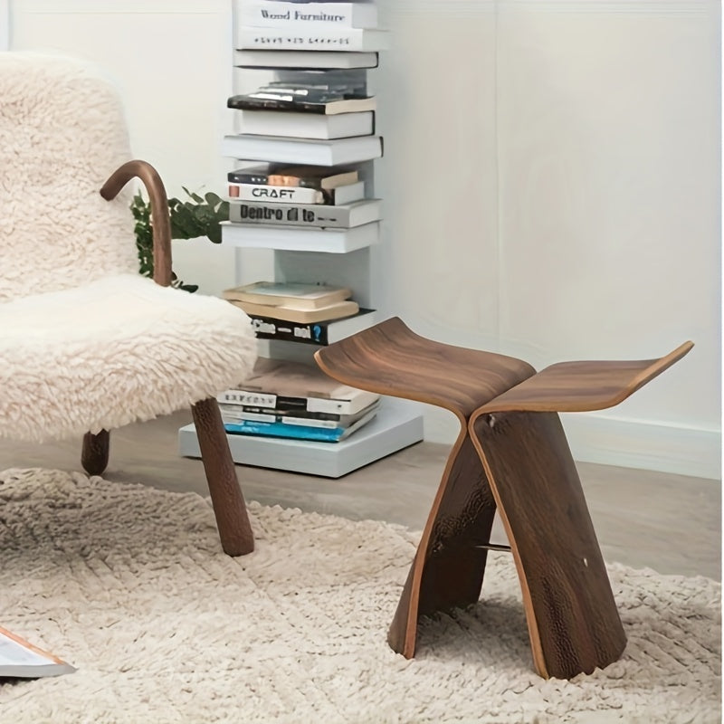 Houten Vlinderkruk Massief Hout – Vintage Zitbank Woonkamer Entree Slaapkamer Decoratief Design Krukje | Sulvida