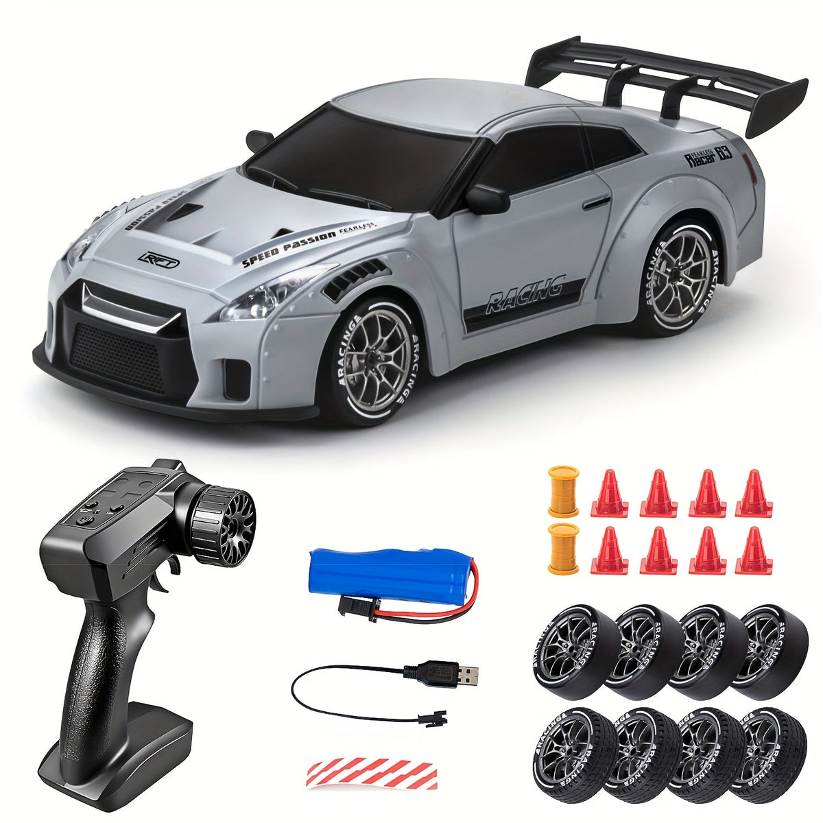 RC Driftauto 1:24 Schaal met Verlichte Wielen 4WD Aandrijving Radiografisch Bestuurd Race Speelgoed voor Kinderen | Sulvida