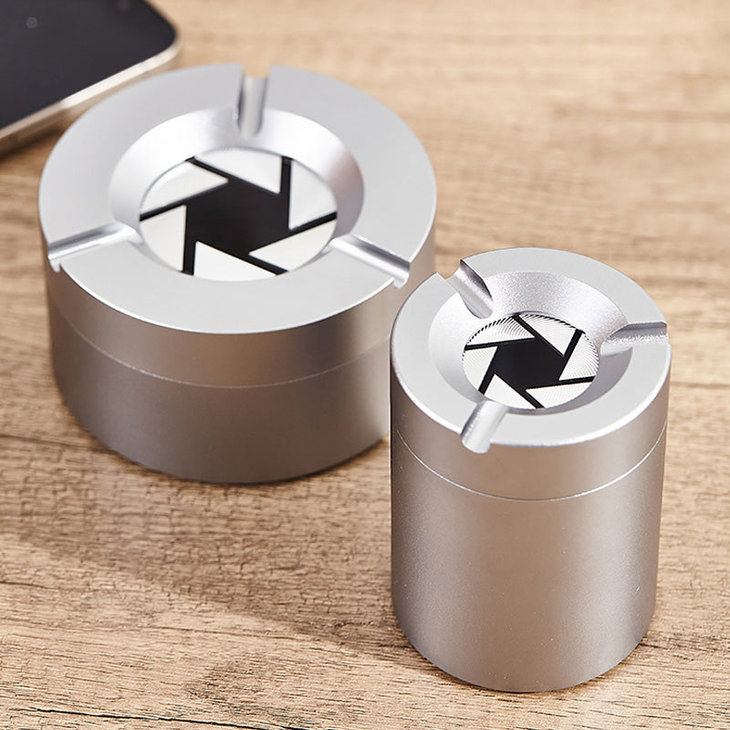 Cendrier en acier inoxydable avec couvercle rotatif à 360°, sans odeur, à poser sur une table, pour voiture, maison, bureau, terrasse, intérieur et extérieur | Sulvida