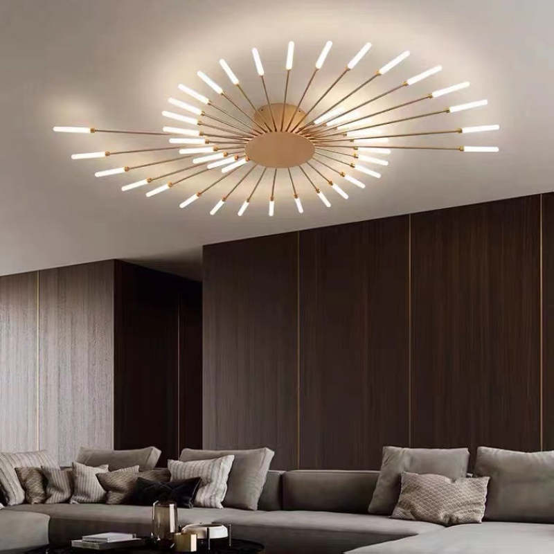 Plafondlamp vuurwerk-design zwart goud LED metaal acryl flush mount woonkamer slaapkamer modern luxe | Sulvida