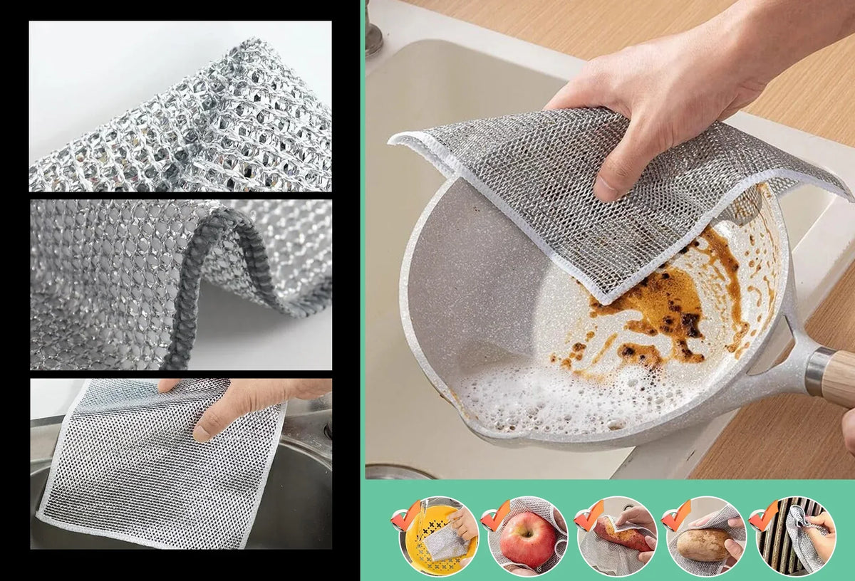 Krasvrije Vaatdoeken Set van 10 Stuks voor Afwassen Schoonmaken Herbruikbaar Mesh Vaatdoek Keuken Afwasdoekjes | Sulvida