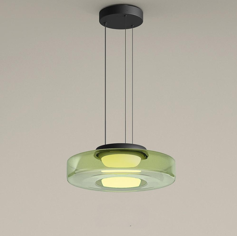 Glazen Hanglamp Bolvorm Minimalistisch Design Eetkamer Woonkamer Keuken Modern Interieur Amber Groen Grijs | Sulvida