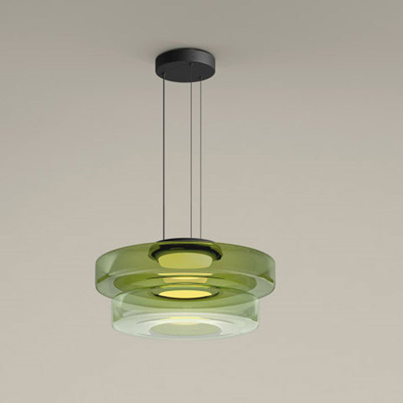Glazen Hanglamp Bolvorm Minimalistisch Design Eetkamer Woonkamer Keuken Modern Interieur Amber Groen Grijs | Sulvida
