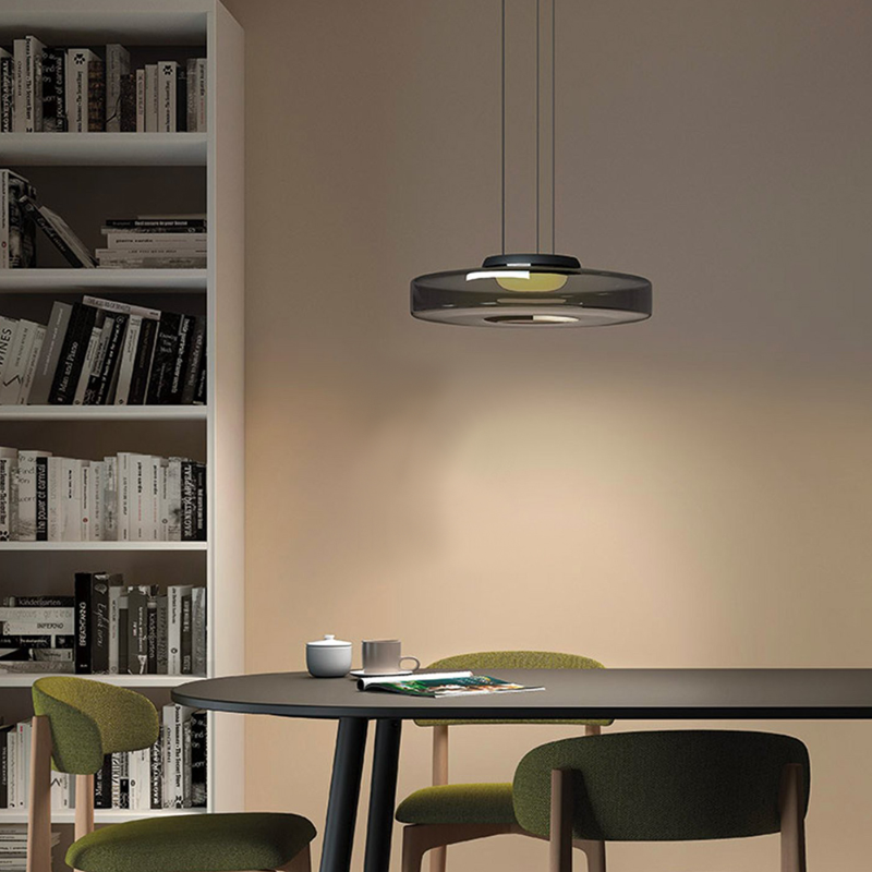 Glazen Hanglamp Bolvorm Minimalistisch Design Eetkamer Woonkamer Keuken Modern Interieur Amber Groen Grijs | Sulvida