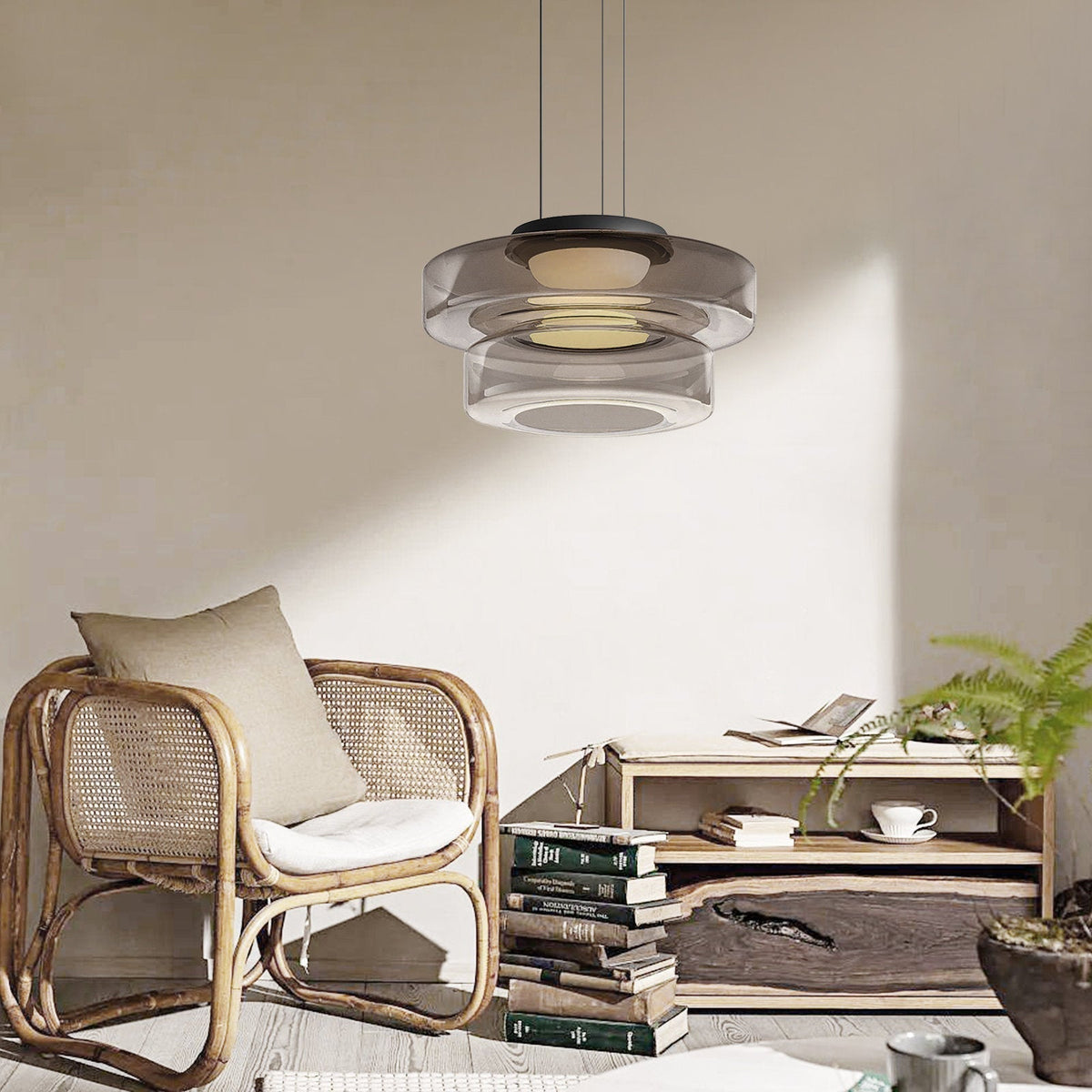 Glazen Hanglamp Bolvorm Minimalistisch Design Eetkamer Woonkamer Keuken Modern Interieur Amber Groen Grijs | Sulvida