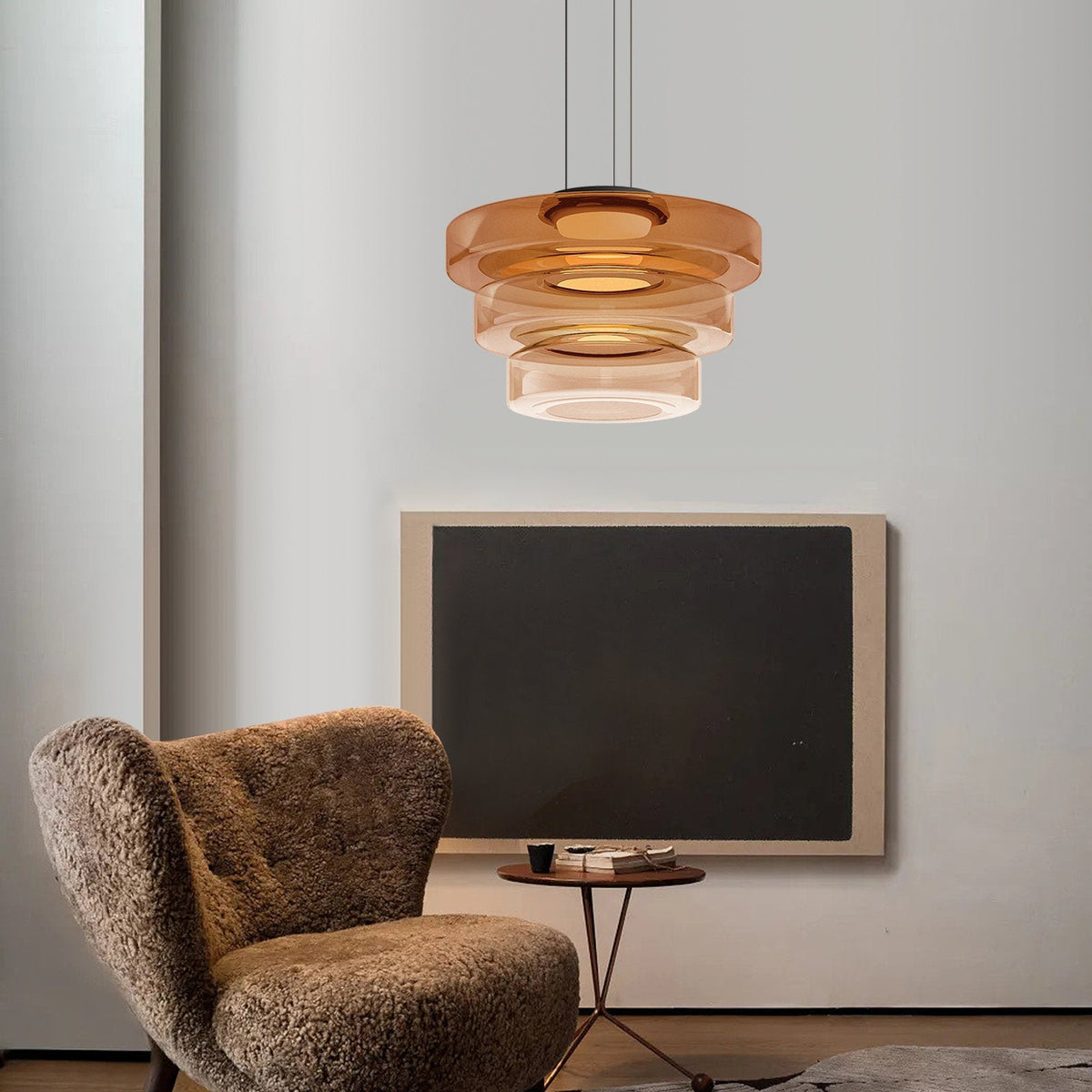 Glazen Hanglamp Bolvorm Minimalistisch Design Eetkamer Woonkamer Keuken Modern Interieur Amber Groen Grijs | Sulvida