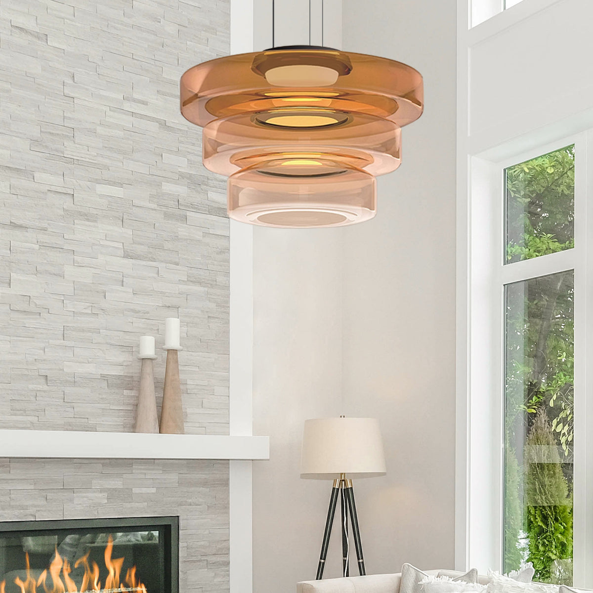 Glazen Hanglamp Bolvorm Minimalistisch Design Eetkamer Woonkamer Keuken Modern Interieur Amber Groen Grijs | Sulvida