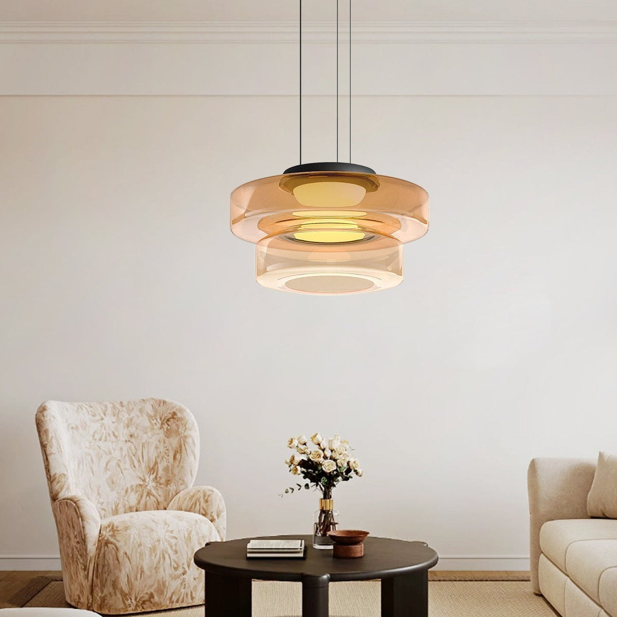 Glazen Hanglamp Bolvorm Minimalistisch Design Eetkamer Woonkamer Keuken Modern Interieur Amber Groen Grijs | Sulvida
