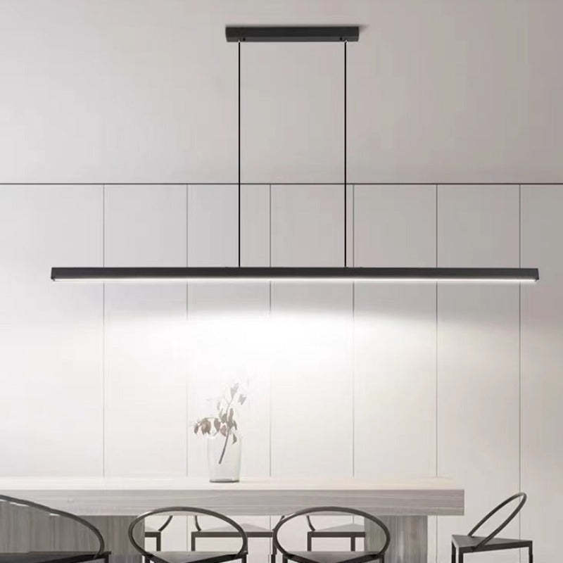 Moderne LED Hanglamp Lineair Design Zwart Bruin Dimbaar Eettafel Woonkamer Metaal Acryl 80-150cm Eetkamer | Sulvida