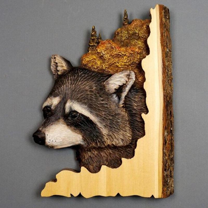 Handgesneden Houten Wanddecoratie Dieren 25×17cm Ambachtelijk Relief Kunst Natuurlijk Hout Muurdecoratie | Sulvida