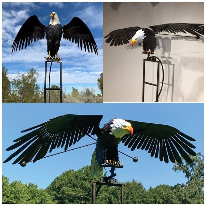 Metalen Tuin Windmolen Vogel of Adelaar Decoratie op Staander voor Buiten Terras of Gazon Tuindecoratie met Bewegende Vleugels | Sulvida