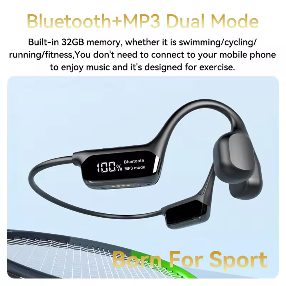 Casque audio sans fil pour la natation, 32GB, Bluetooth, étanche IPX8, à conduction osseuse, pour la natation, la course et le sport | Sulvida