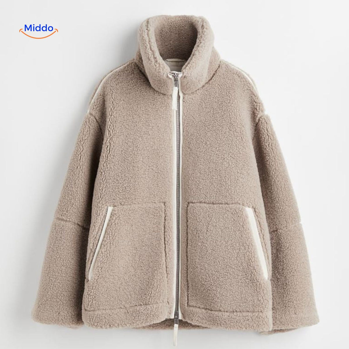 Teddy Fleece Jas Dames Hoogkraag Lamswol Winterjas Warm Oversized Soft Touch Comfortabel Pluche Teddy Coat | Sulvida
