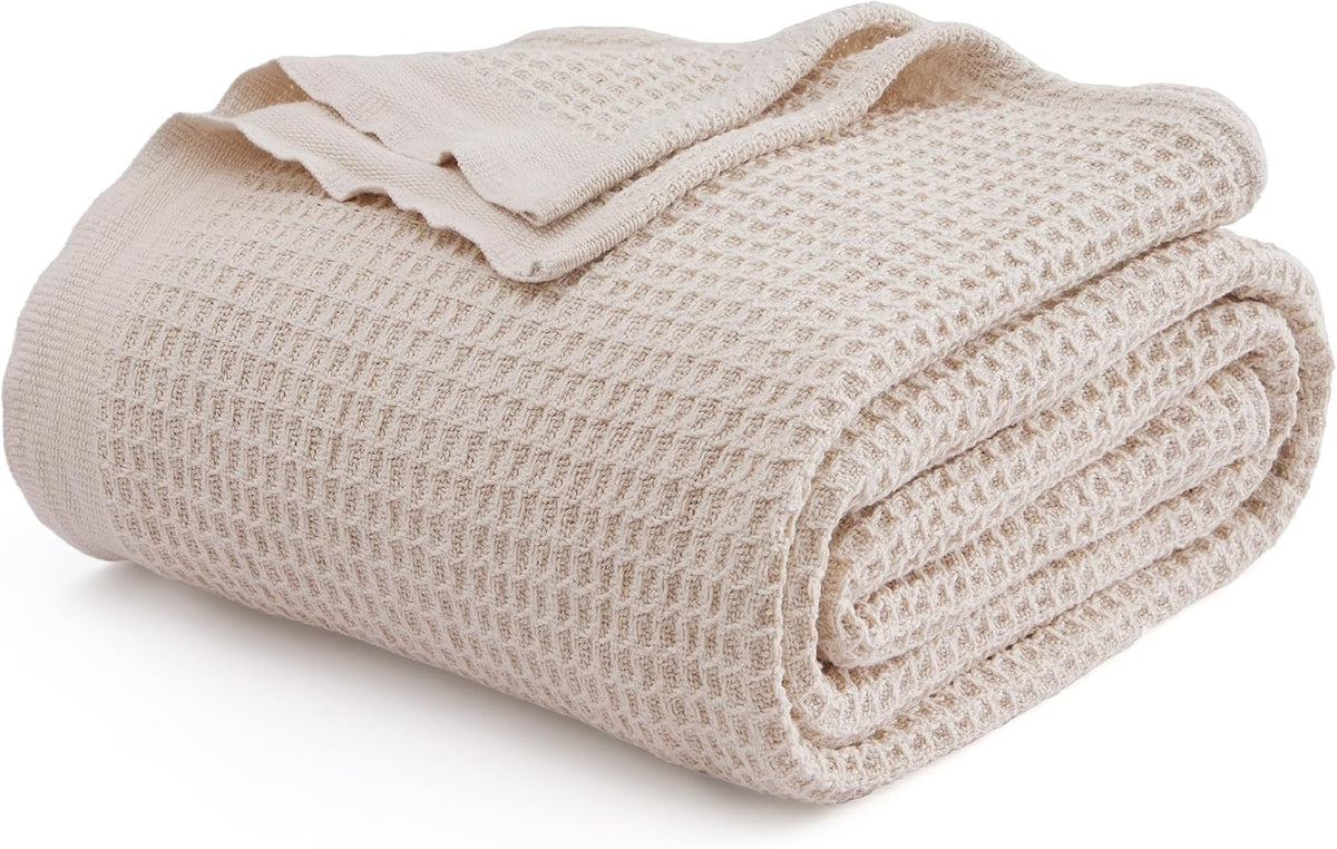 Katoenen Wafelweefsel Deken Queen Size Zacht Ademend Licht Luxe Zomerdeken voor Bed Bank Slaapkamer Comfort | Sulvida