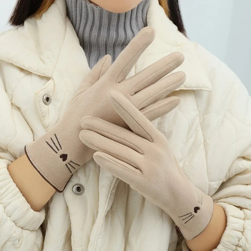 Touchscreen Handschoenen voor Dames met Kattenprint – Warme Winterhandschoenen voor Smartphone en Tablet | Sulvida