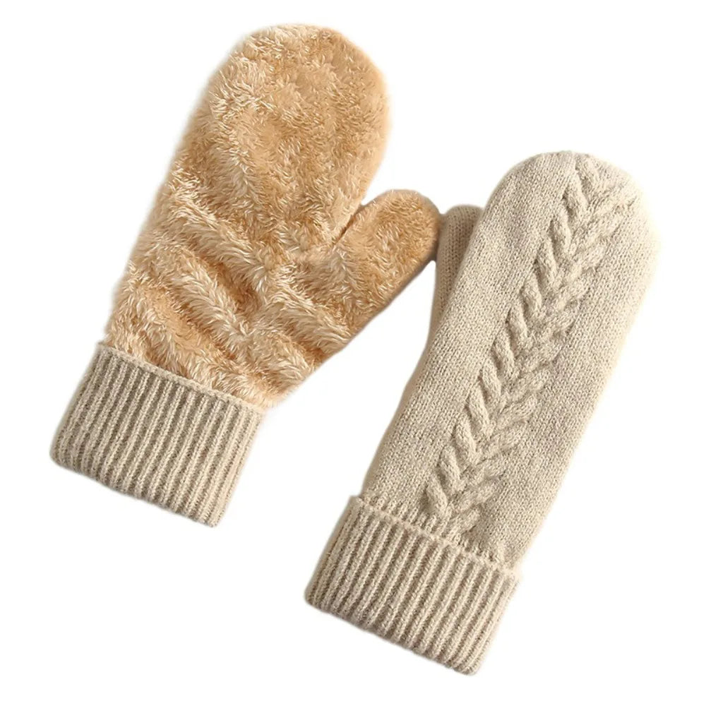 Winterwanten dubbellaags met fleecevoering zwart roze rood grijs beige kaki warm winddicht handschoenen dames | Sulvida